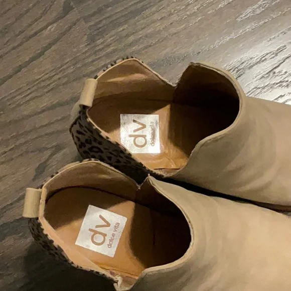 Dolce Vita Tan and Leopard Ankle Booties - Picture 3 of 6